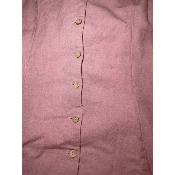 Free People Button Front Midi Dress Sleeveless Casual Pink L - Picture 9 of 11